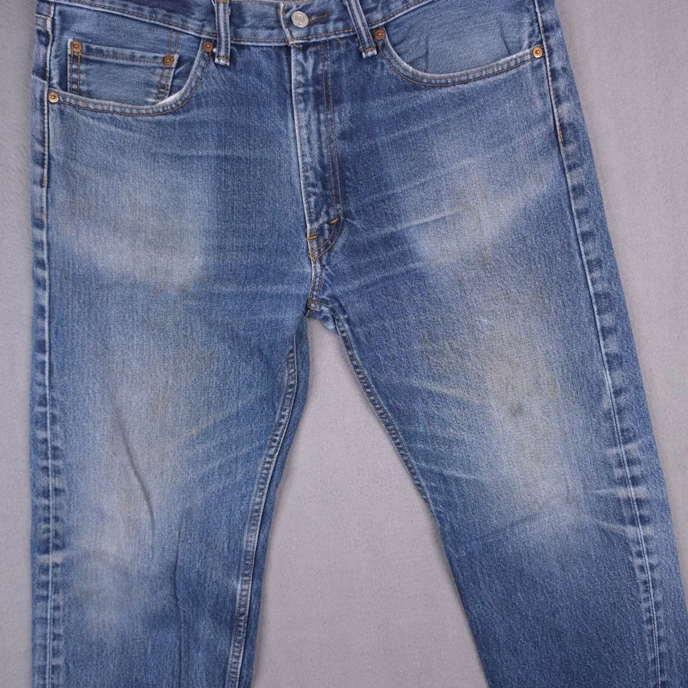 Levi's 505 Regular Fit Jeans Blue Denim 36x34 Distressed Faded Cotton Straight